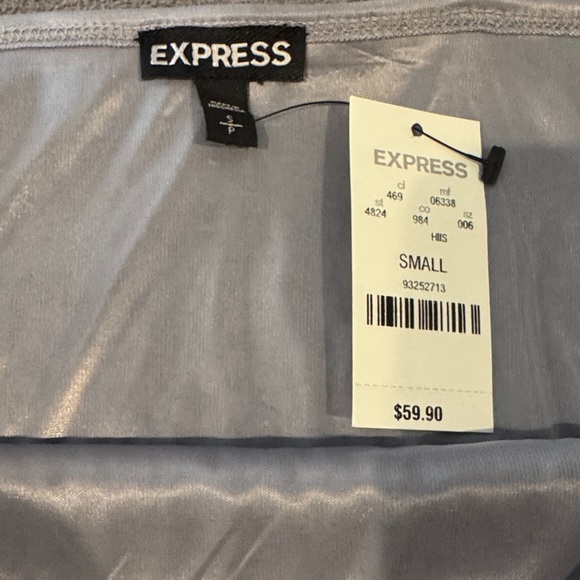 NWT Woman's Express Sequin Silver Mini Skirt. Size Small but runs LARGE - Picture 2 of 4